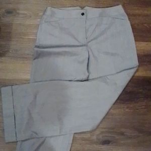 Grey slacks with back buckle detail wide cuff leg detail